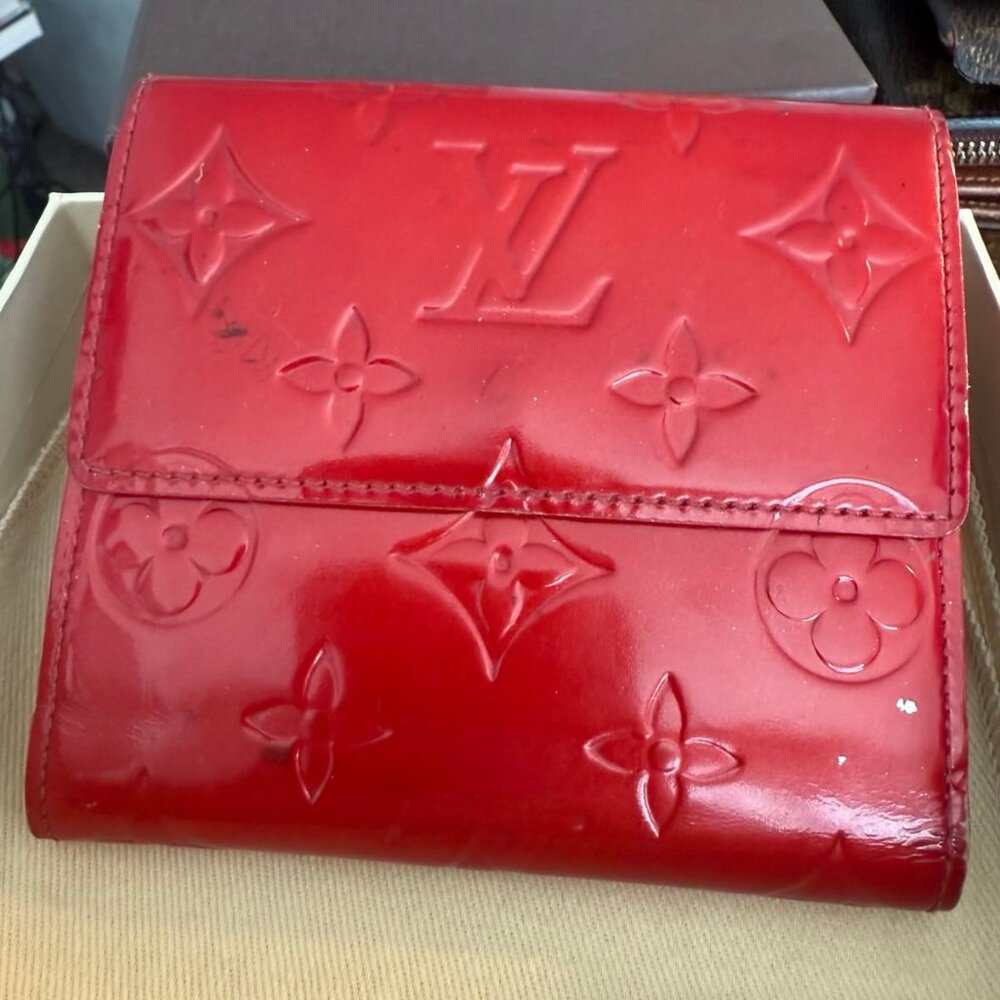 Authentic Louis Vuitton Red Monogram Vernis Wallet